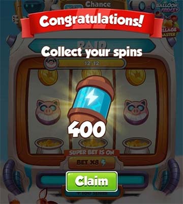 Consigue 400 Spins Gratis para Coin Master 