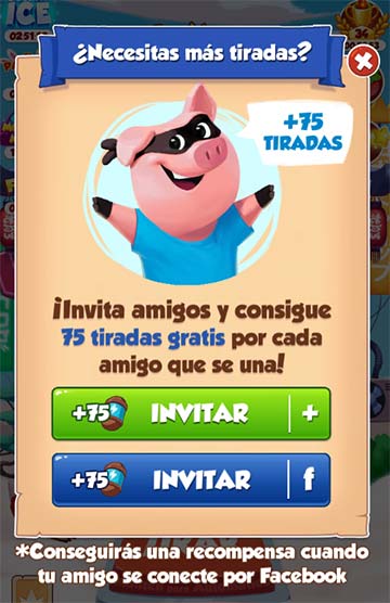 Invitar amigos al Coin Master para conseguir 100 spin